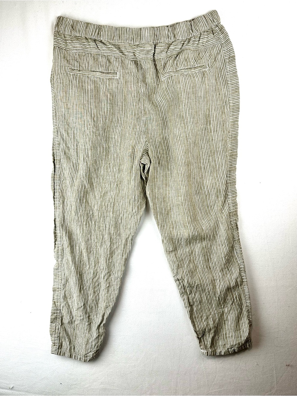 Anthropologie Linen Stripe Pull On Pants - Picture 5 of 10